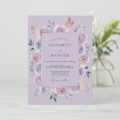 Amethyst Mauve Pioen Huwelijk Kaart (Staand voorkant)