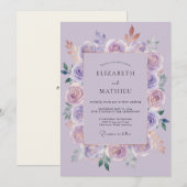 Amethyst Mauve Pioen Huwelijk Kaart (Voorkant / Achterkant)
