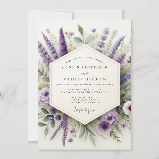 Amethyst Meadowland Wedding Kaart (Voorkant)