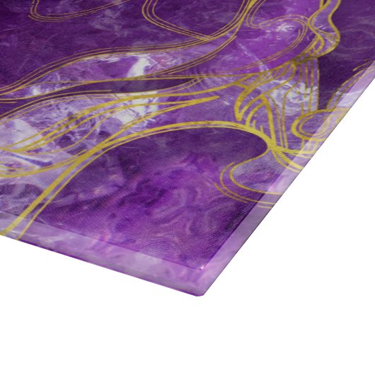 Amethyst met gouden gemarmerde textuur snijplank (Hoek)