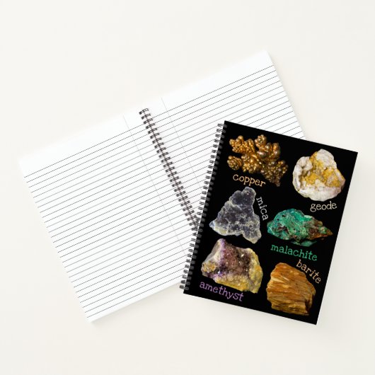 Amethyst Mica Copper Barite Malachite Geode Rocks  Notitieboek (Binnen)