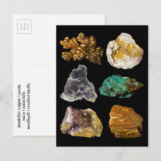 Amethyst mica koper Barite Malachite Geode Rocks Briefkaart