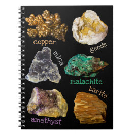 Amethyst mica koper Barite Malachite Geode Rocks Notitieboek
