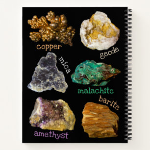 Amethyst mica koper Barite Malachite Geode Rocks Notitieboek