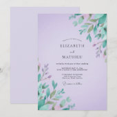 Amethyst Mint Blad Bruiloft Kaart (Voorkant / Achterkant)