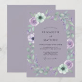 Amethyst Mint Bloesem Bruiloft Kaart (Voorkant / Achterkant)