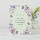 Amethyst Mint Boeket Eucalyptus Bruiloft Kaart (Staand voorkant)