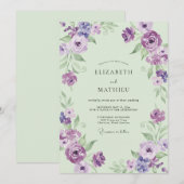 Amethyst Mint Boeket Eucalyptus Bruiloft Kaart (Voorkant / Achterkant)