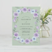 Amethyst Mint Krans Bruiloft Kaart (Staand voorkant)