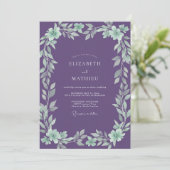 Amethyst Mint Loofwerk Eucalyptus Bruiloft Kaart (Staand voorkant)