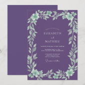 Amethyst Mint Loofwerk Eucalyptus Bruiloft Kaart (Voorkant / Achterkant)