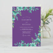 Amethyst Mint Loofwerk Salie Bruiloft Kaart (Staand voorkant)