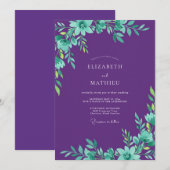 Amethyst Mint Loofwerk Salie Bruiloft Kaart (Voorkant / Achterkant)