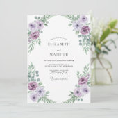 Amethyst Mint Ranunculus Eucalyptus Bruiloft Kaart (Staand voorkant)