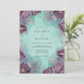 Amethyst Mint Wildebloem Bruiloft Kaart (Staand voorkant)
