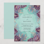Amethyst Mint Wildebloem Bruiloft Kaart (Voorkant / Achterkant)