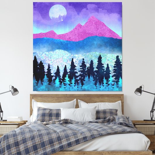 Amethyst Mist Mountains Canvas Afdruk (Insitu (Slaapkamer))