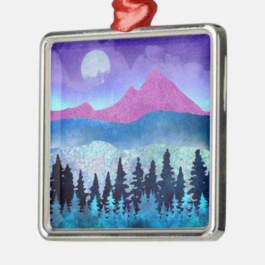 Amethyst Mist Mountains Metalen Ornament (Links)