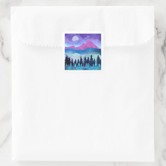 Amethyst Mist Mountains Vierkante Sticker (Tas)