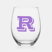Amethyst Modern Monogram Initiaal Letter Wijnglas Zonder Voet (Voorkant)
