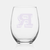 Amethyst Modern Monogram Initiaal Letter Wijnglas Zonder Voet (Achterkant)