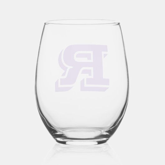 Amethyst Modern Monogram Initiaal Letter Wijnglas Zonder Voet (Achterkant)