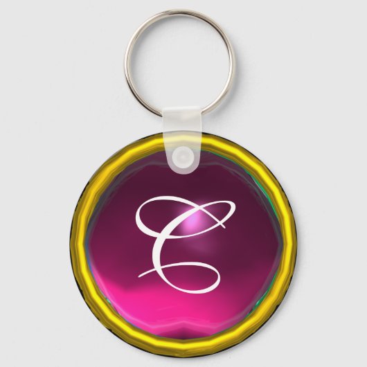 AMETHYST MONOGRAM, roze geel Sleutelhanger (Voorkant)