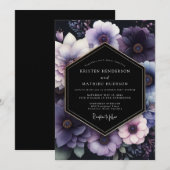 Amethyst Moody Bloemige Bruiloft Kaart (Voorkant / Achterkant)
