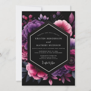 Amethyst Moody Bloemige Bruiloft Kaart