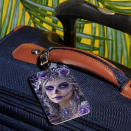 Amethyst Moon Calavera – Purple Day of the Dead Bagagelabel