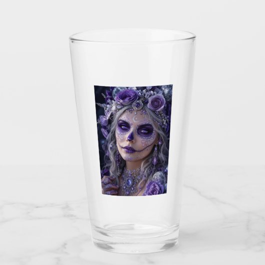 Amethyst Moon Calavera – Purple Day of the Dead Glas (Voorkant)