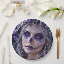 Amethyst Moon Calavera – Purple Day of the Dead Papieren Bordje