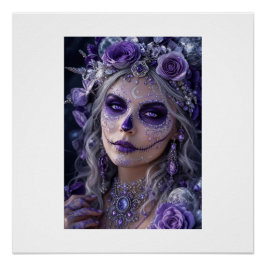 Amethyst Moon Calavera – Purple Day of the Dead Perfect Poster
