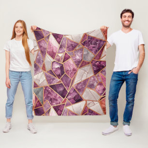 Amethyst Mozaïek – Gebroken Glas - Paars Fleece Deken