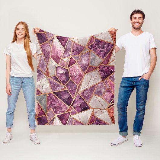 Amethyst Mozaïek – Gebroken Glas - Paars Fleece Deken (In situ)