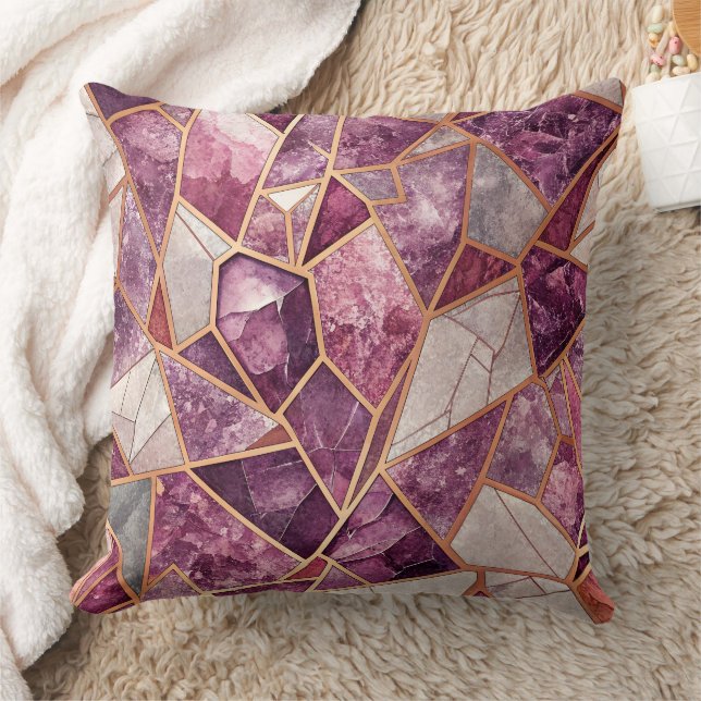 Amethyst Mozaïek – Gebroken Glas - Paars Kussen (Deken)