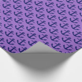 Amethyst, Navy Blue Anchors Pattern Cadeaupapier (Hoek)