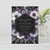 Amethyst Nocturne Bloom Wedding Kaart (Staand voorkant)