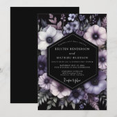 Amethyst Nocturne Bloom Wedding Kaart (Voorkant / Achterkant)