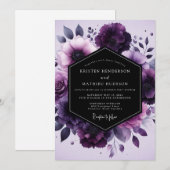 Amethyst Nocturne Flora Wedding Kaart (Voorkant / Achterkant)