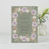 Amethyst Olijf Roze Bruiloft Kaart (Staand voorkant)