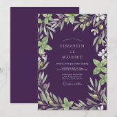 Amethyst Olijftak Eucalyptus Bruiloft Kaart (Voorkant / Achterkant)