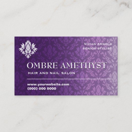 Amethyst Ombre Damask Visitekaartje (Voorkant)