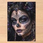 Amethyst Orchide Calavera – Gotische Suiker Schede Acryl Uitnodigingen (Voorkant)