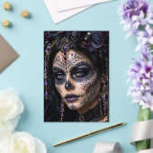 Amethyst Orchide Calavera – Gotische Suiker Schede Acryl Uitnodigingen (Insitu (Huwelijk))