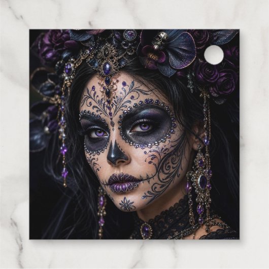 Amethyst Orchide Calavera – Gotische Suiker Schede Bedankjes Labels (Achterkant)