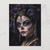 Amethyst Orchide Calavera – Gotische Suiker Schede Briefkaart (Voorkant)
