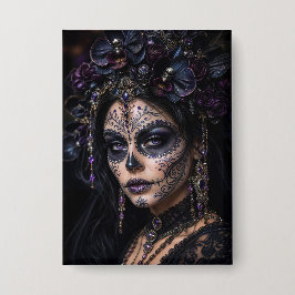 Amethyst Orchide Calavera – Gotische Suiker Schede Button