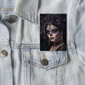 Amethyst Orchide Calavera – Gotische Suiker Schede Button (Insitu)