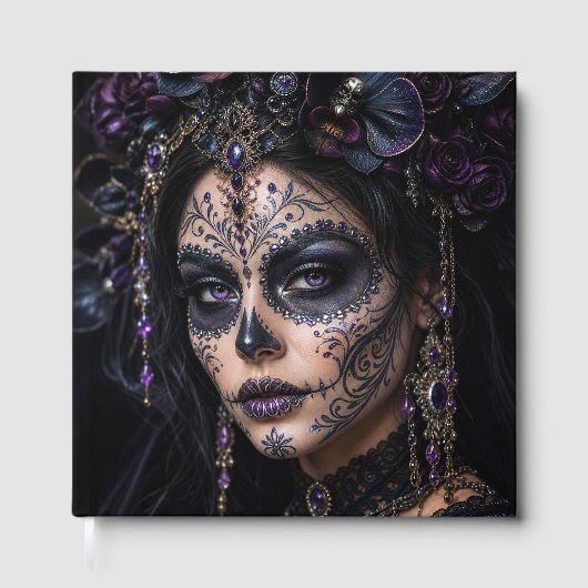 Amethyst Orchide Calavera – Gotische Suiker Schede Gastenboek (Voorkant)